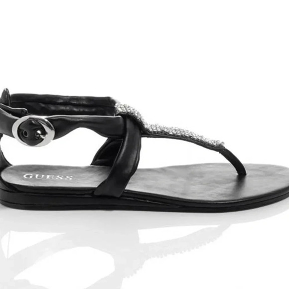 Guess Black Shimmer Bling Sandals GELLAR FLIP FLOP - Picture 3 of 8